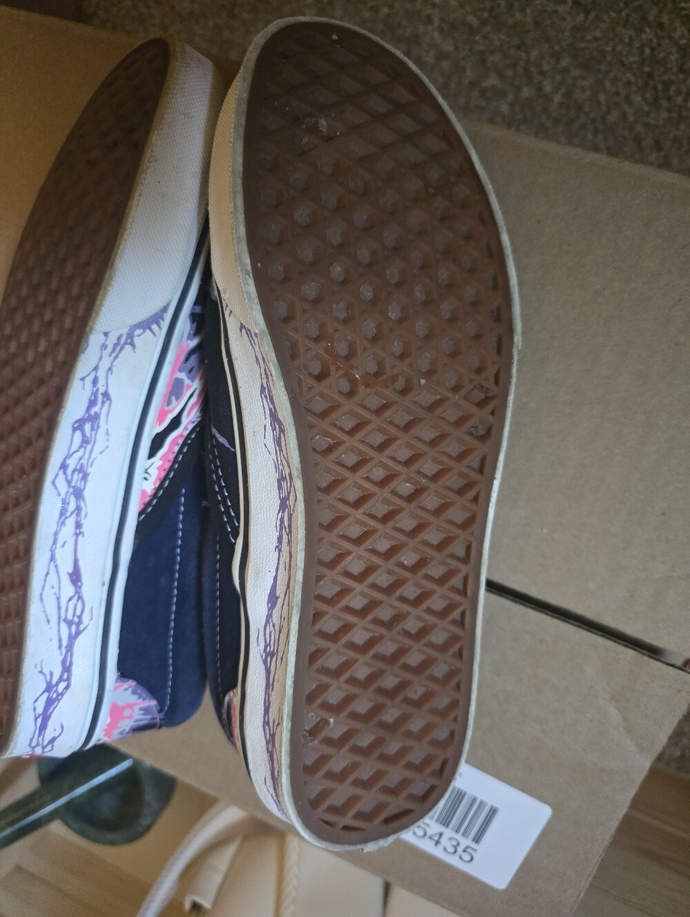 Vans Slip-On Sneakers with Neon Multicolor Skull Lightning Print (W-8/M-6.5) - Picture 10 of 10